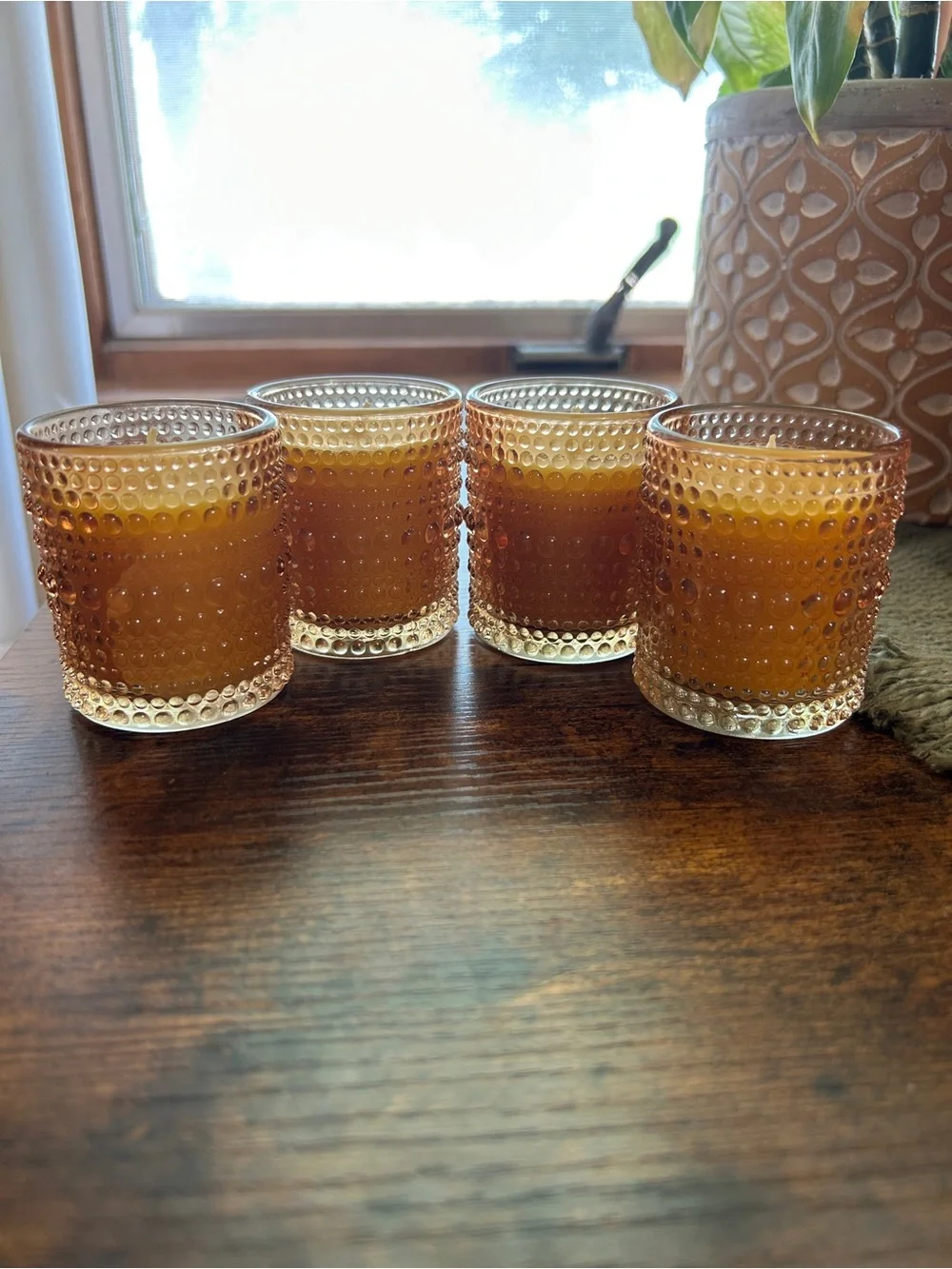 Vanilla Scented Pure Beeswax Candles 3 oz Jar-Brown Bubble Jar